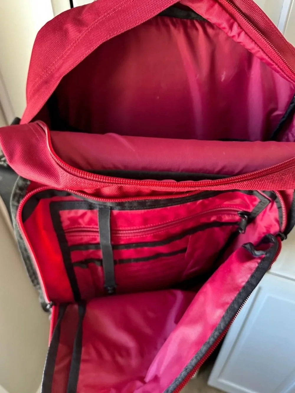 L.L. Bean Red Backpack/Laptop Bag Black Accents and Shoulder Strap Option
